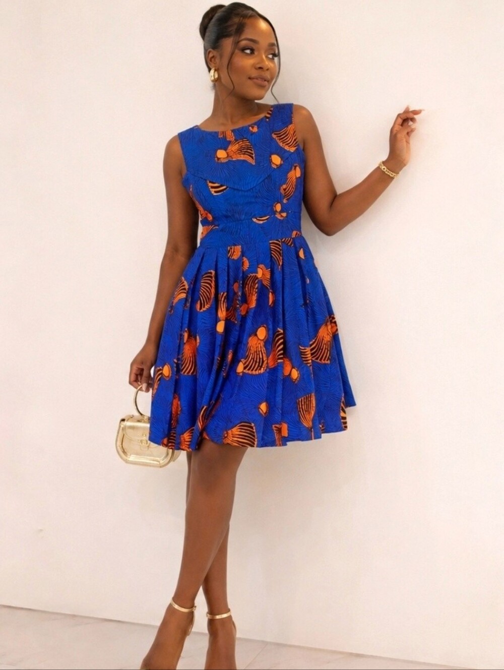 African Print Pleated Dress